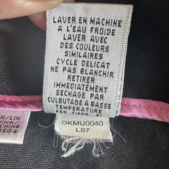 Liz Clayborne Linen Babydoll Top Wmn 16-18? Black Ruffle Raw Hem Minimalist READ - Picture 5 of 11